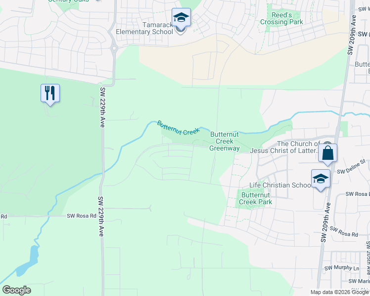 map of restaurants, bars, coffee shops, grocery stores, and more near 7334 Southeast Butternut Creek Parkway in Hillsboro