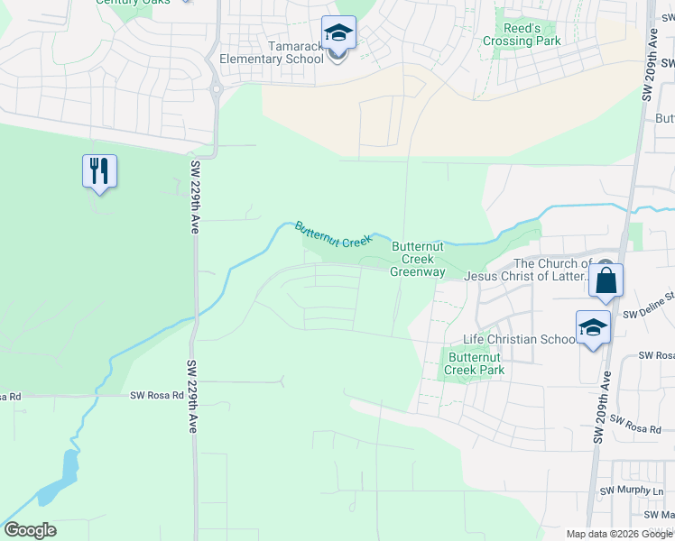 map of restaurants, bars, coffee shops, grocery stores, and more near 7298 Southeast Butternut Creek Parkway in Hillsboro