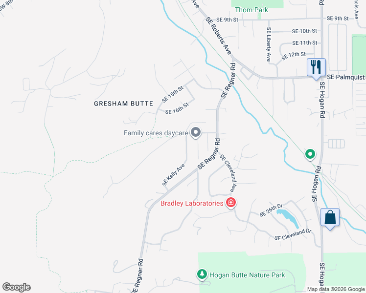 map of restaurants, bars, coffee shops, grocery stores, and more near 1952 Southeast Kelly Avenue in Gresham