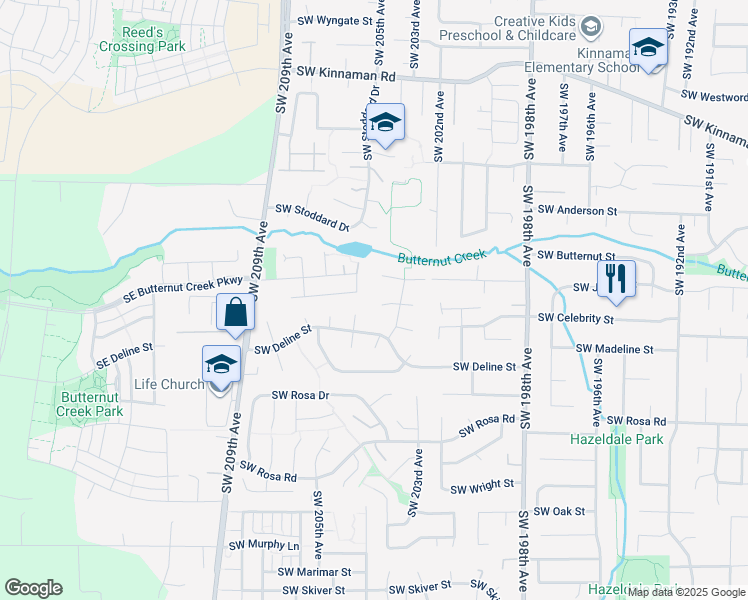 map of restaurants, bars, coffee shops, grocery stores, and more near 20475 Southwest Celebrity Court in Aloha