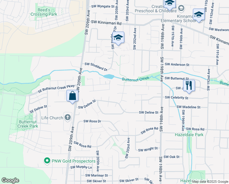 map of restaurants, bars, coffee shops, grocery stores, and more near 20475 Southwest Celebrity Court in Aloha