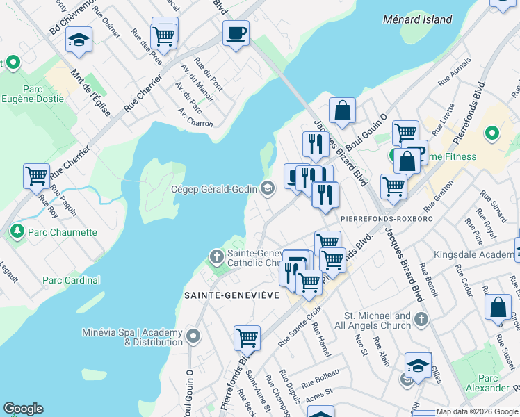 map of restaurants, bars, coffee shops, grocery stores, and more near 167 Rue Saint-Joseph in Montréal