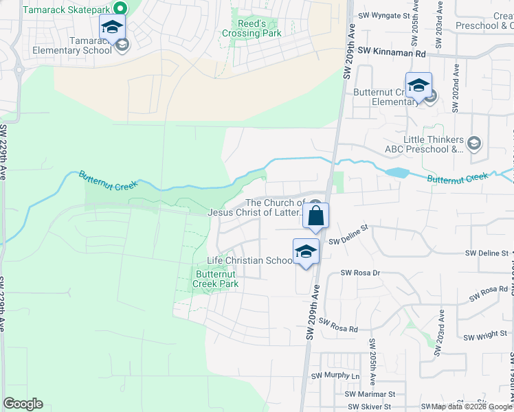 map of restaurants, bars, coffee shops, grocery stores, and more near 8085 Southeast Butternut Creek Parkway in Hillsboro