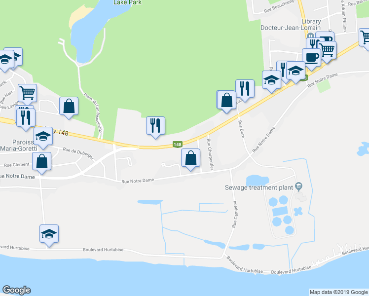 map of restaurants, bars, coffee shops, grocery stores, and more near 798 Boulevard Maloney Est in Gatineau