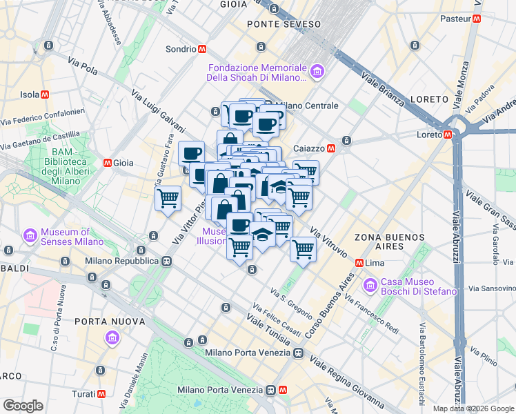 map of restaurants, bars, coffee shops, grocery stores, and more near 8/10 Via Roberto Lepetit in Milano