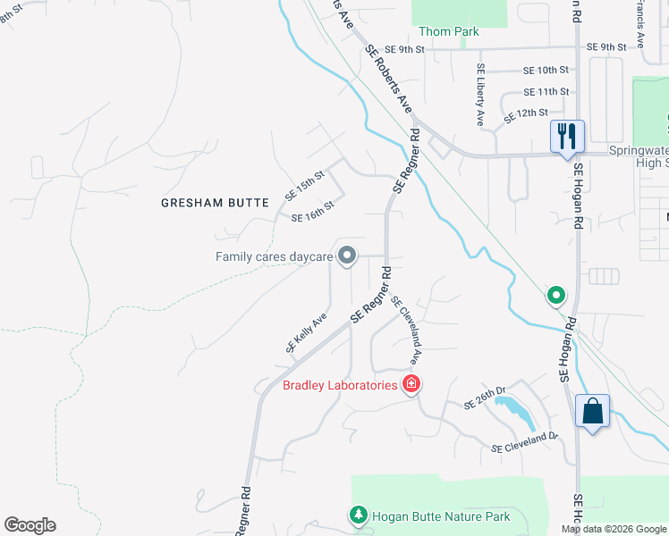 map of restaurants, bars, coffee shops, grocery stores, and more near 1952 Southeast Kelly Avenue in Gresham