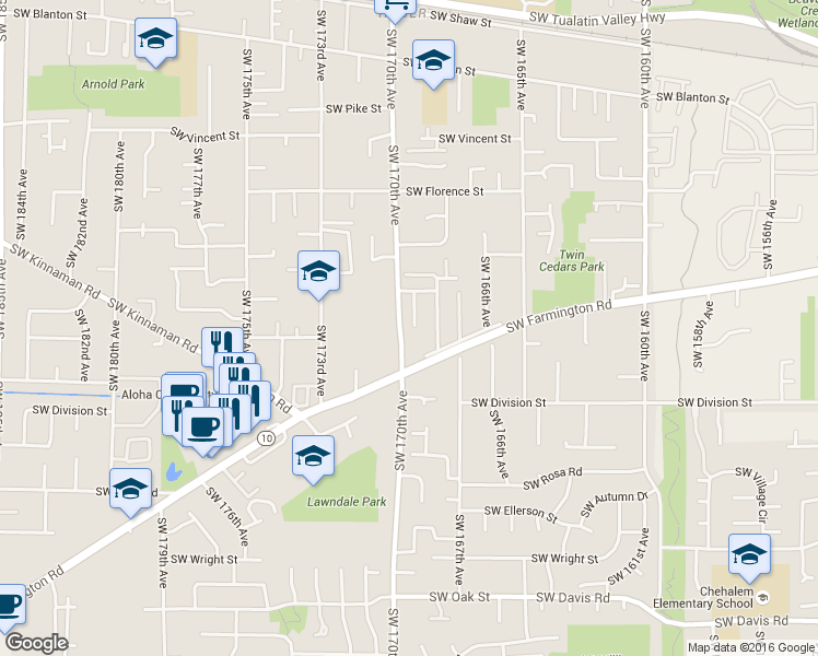 map of restaurants, bars, coffee shops, grocery stores, and more near 5073 Southwest Wentworth Terrace in Beaverton