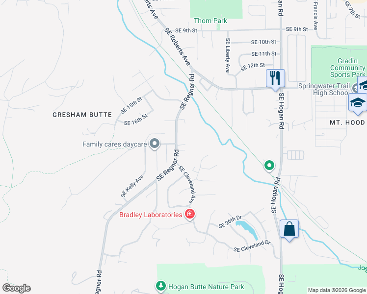map of restaurants, bars, coffee shops, grocery stores, and more near 1918 Southeast Regner Road in Gresham