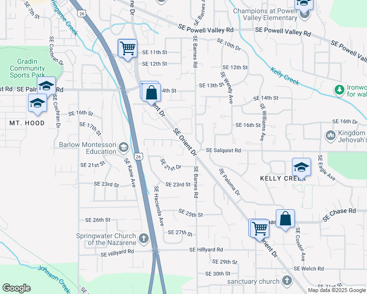 map of restaurants, bars, coffee shops, grocery stores, and more near 1863 Southeast Centurion Way in Gresham