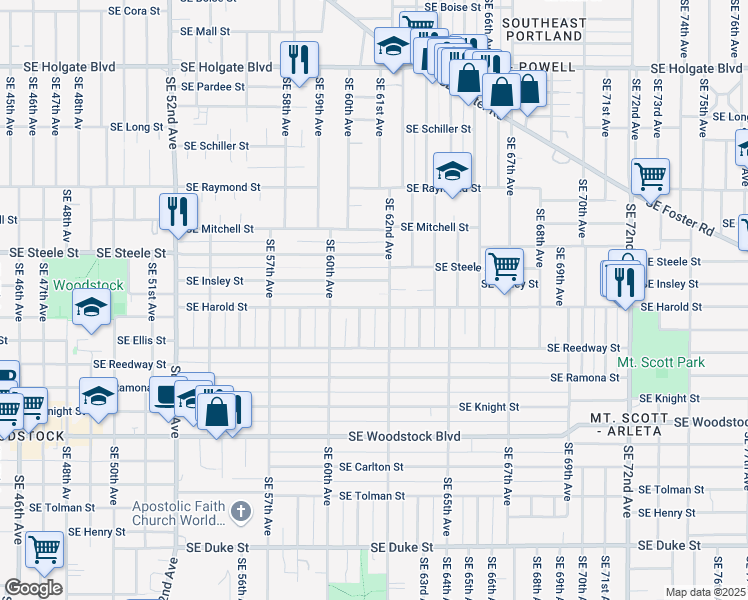 map of restaurants, bars, coffee shops, grocery stores, and more near in Portland