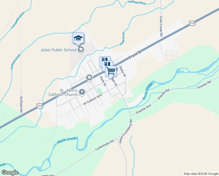 map of restaurants, bars, coffee shops, grocery stores, and more near 302 South Park Street in Joliet
