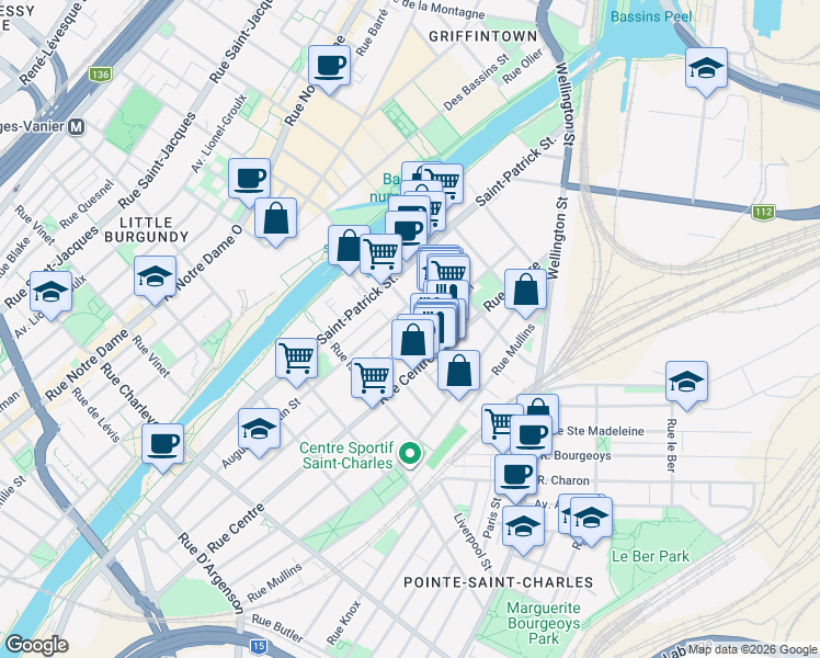 map of restaurants, bars, coffee shops, grocery stores, and more near 1901 Rue Richardson in Montrã©Al