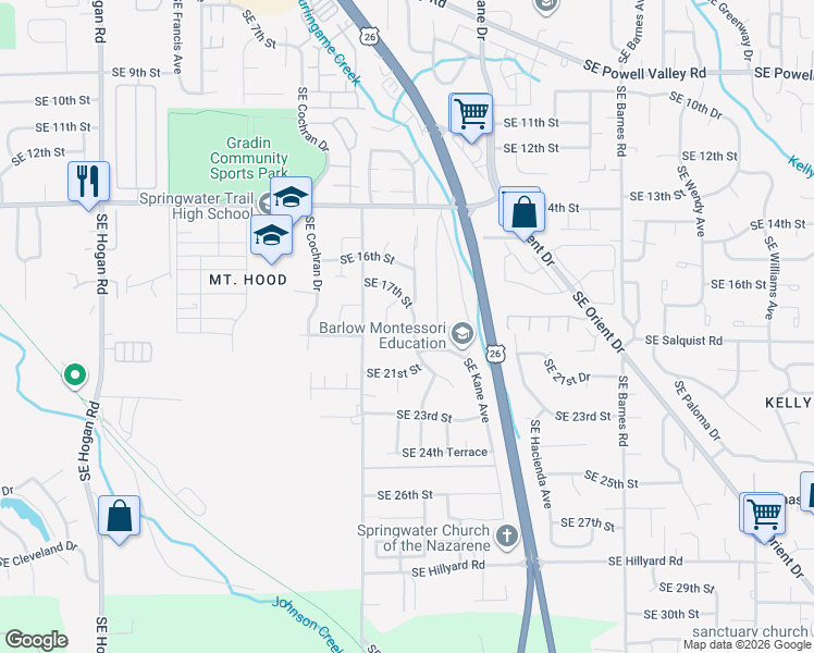 map of restaurants, bars, coffee shops, grocery stores, and more near 1875 Southeast Hale Drive in Gresham