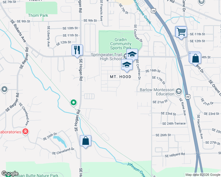 map of restaurants, bars, coffee shops, grocery stores, and more near 2243 Southeast 19th Street in Gresham