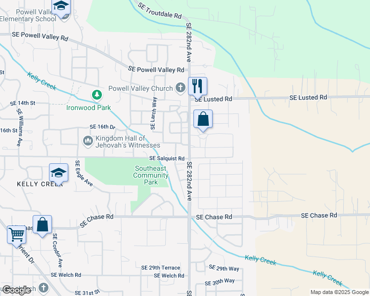 map of restaurants, bars, coffee shops, grocery stores, and more near 5976 Southeast 18th Street in Gresham