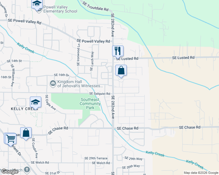 map of restaurants, bars, coffee shops, grocery stores, and more near 5950 Southeast 18th Street in Gresham