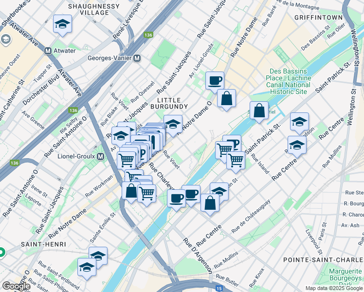 map of restaurants, bars, coffee shops, grocery stores, and more near 2355 Rue Duvernay in Montreal