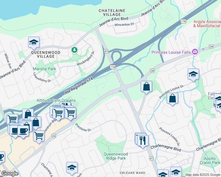 map of restaurants, bars, coffee shops, grocery stores, and more near in Ottawa