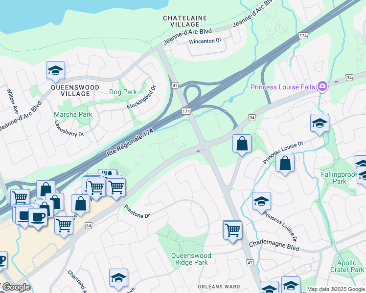 map of restaurants, bars, coffee shops, grocery stores, and more near in Ottawa