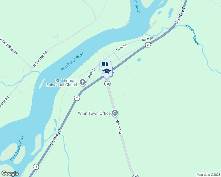 map of restaurants, bars, coffee shops, grocery stores, and more near 32 Winn Road in Winn