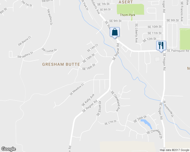 map of restaurants, bars, coffee shops, grocery stores, and more near 527 Southeast 18th Lane in Gresham