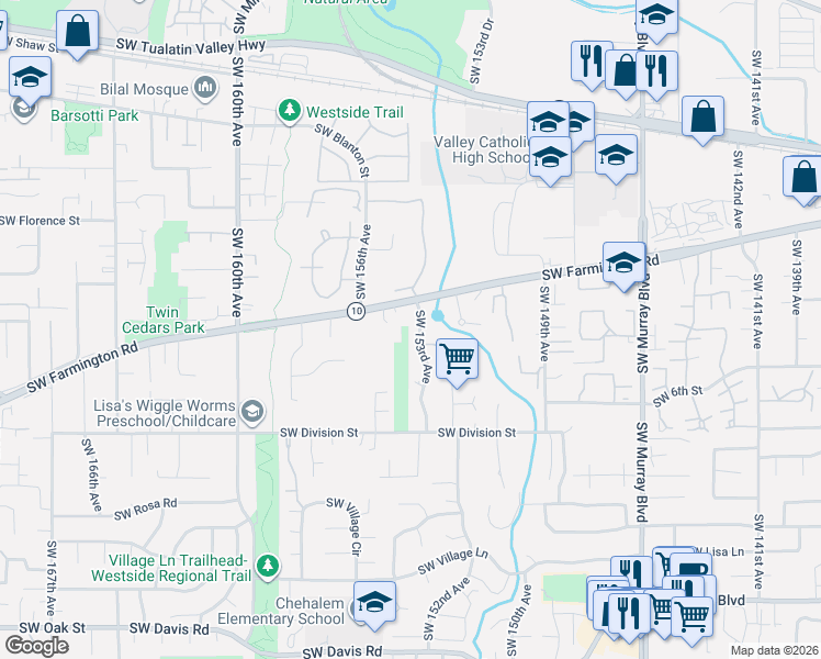 map of restaurants, bars, coffee shops, grocery stores, and more near in Washington County