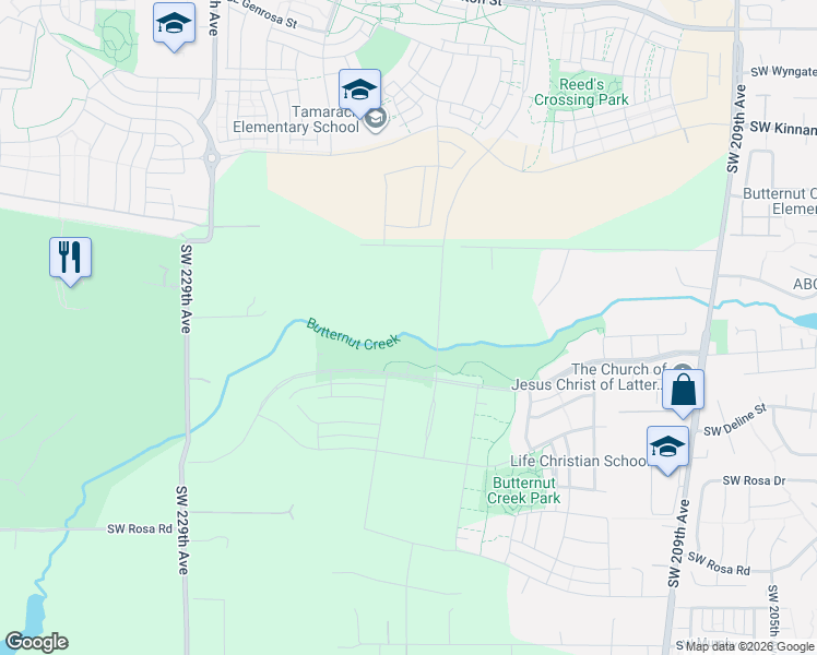 map of restaurants, bars, coffee shops, grocery stores, and more near 21980 Southwest McInnis Lane in Beaverton