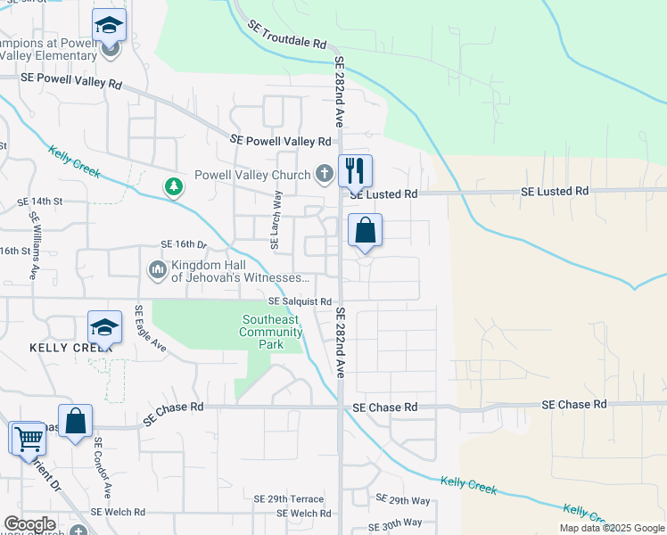 map of restaurants, bars, coffee shops, grocery stores, and more near 5935 Southeast 17th Loop in Gresham