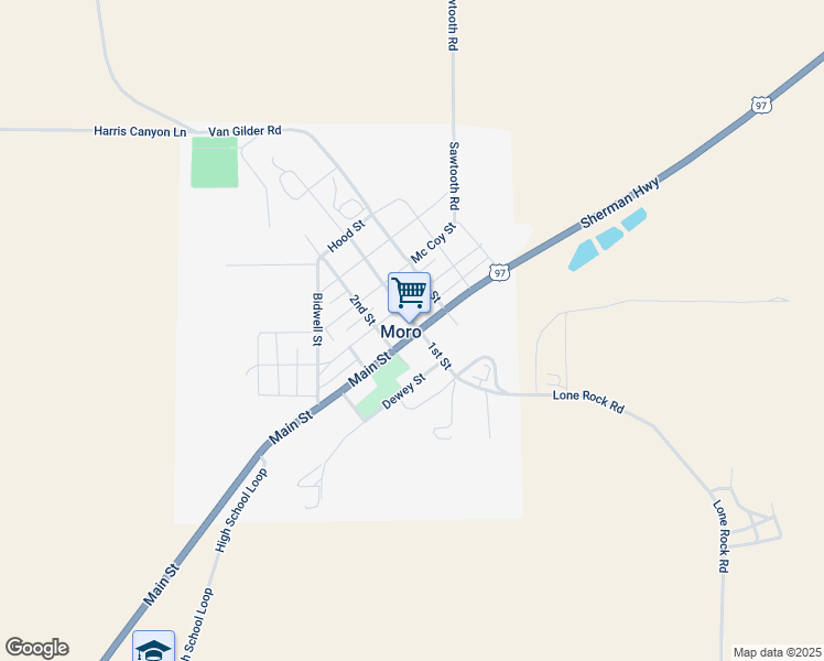 map of restaurants, bars, coffee shops, grocery stores, and more near 100 Main Street in Moro