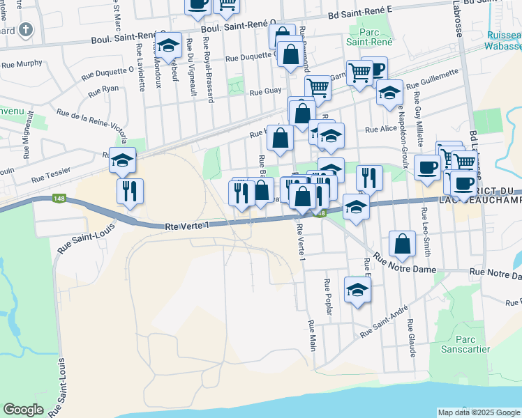 map of restaurants, bars, coffee shops, grocery stores, and more near in Gatineau