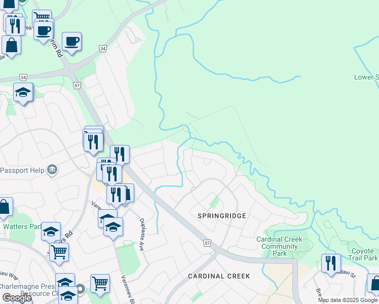 map of restaurants, bars, coffee shops, grocery stores, and more near 1783 Heatherstone Crescent in Ottawa