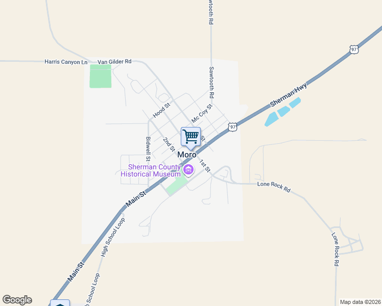map of restaurants, bars, coffee shops, grocery stores, and more near 100 Main Street in Moro