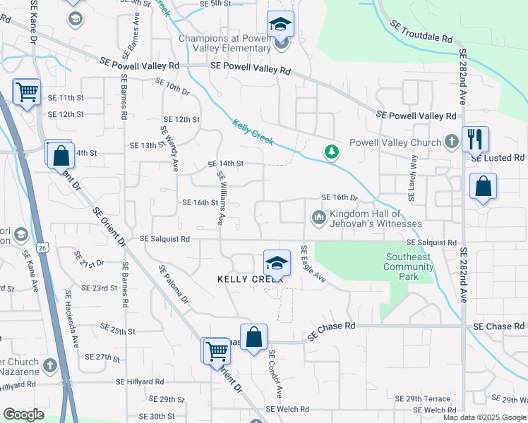 map of restaurants, bars, coffee shops, grocery stores, and more near in Gresham
