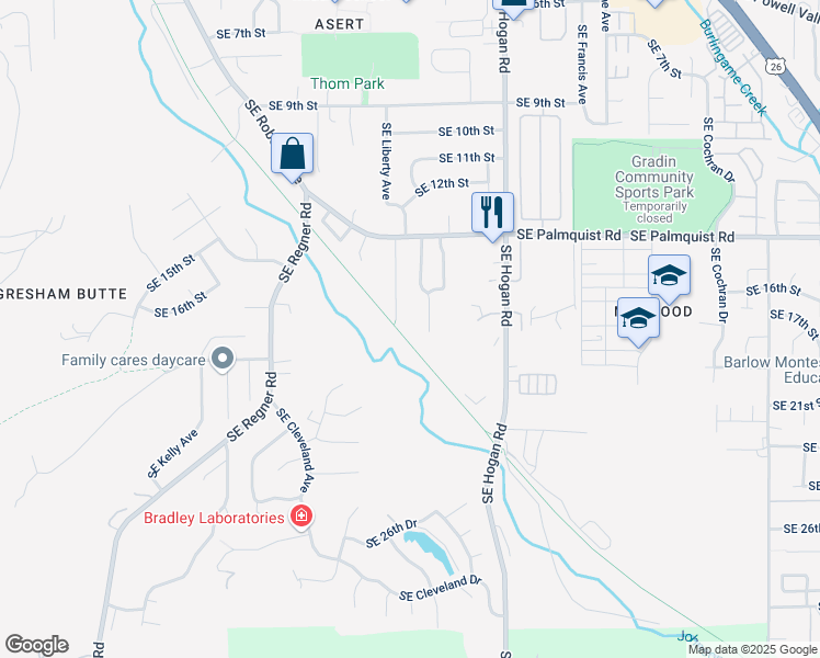 map of restaurants, bars, coffee shops, grocery stores, and more near 1790 Southeast Liberty Avenue in Gresham
