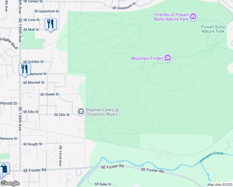 map of restaurants, bars, coffee shops, grocery stores, and more near Mt Hood Trail in Portland