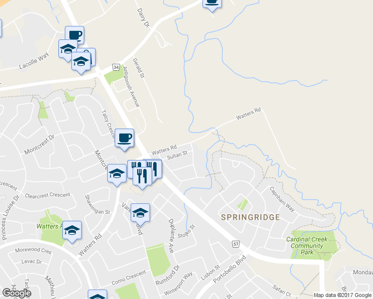 map of restaurants, bars, coffee shops, grocery stores, and more near 450 Sultan Street in Ottawa