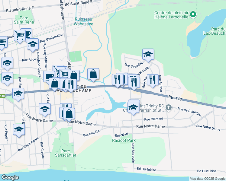 map of restaurants, bars, coffee shops, grocery stores, and more near in Gatineau