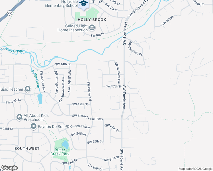 map of restaurants, bars, coffee shops, grocery stores, and more near 1642 Southwest Willowbrook Avenue in Gresham