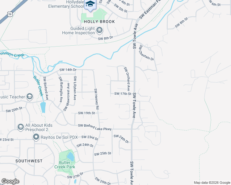 map of restaurants, bars, coffee shops, grocery stores, and more near 1642 Southwest Willowbrook Avenue in Gresham
