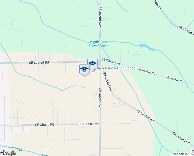 map of restaurants, bars, coffee shops, grocery stores, and more near 5105 Southeast 302nd Avenue in Gresham