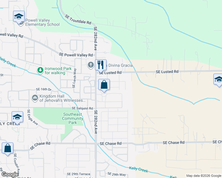 map of restaurants, bars, coffee shops, grocery stores, and more near 6130 Southeast 16th Street in Gresham