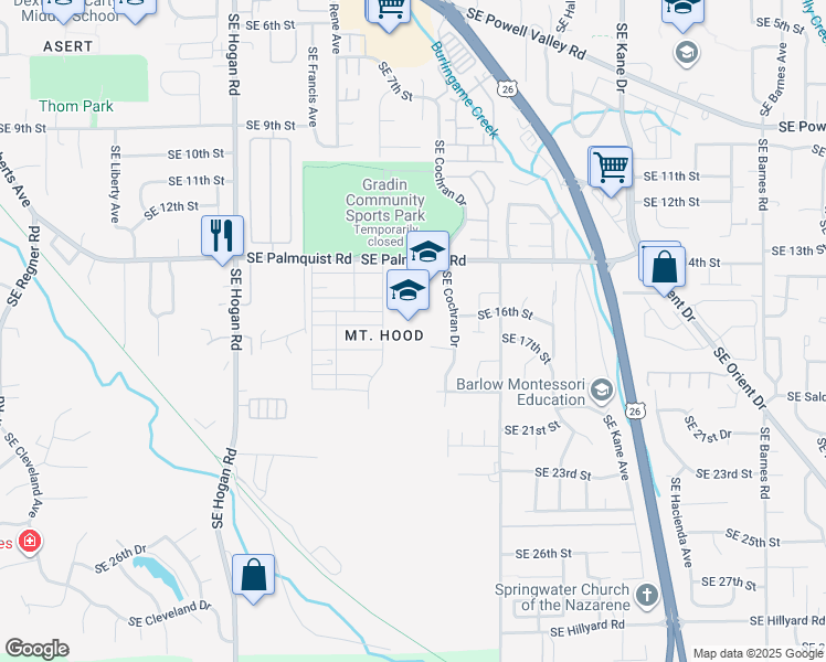 map of restaurants, bars, coffee shops, grocery stores, and more near 1770 Southeast Fleming Avenue in Gresham