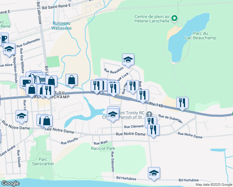 map of restaurants, bars, coffee shops, grocery stores, and more near 563 Boulevard Maloney Est in Gatineau