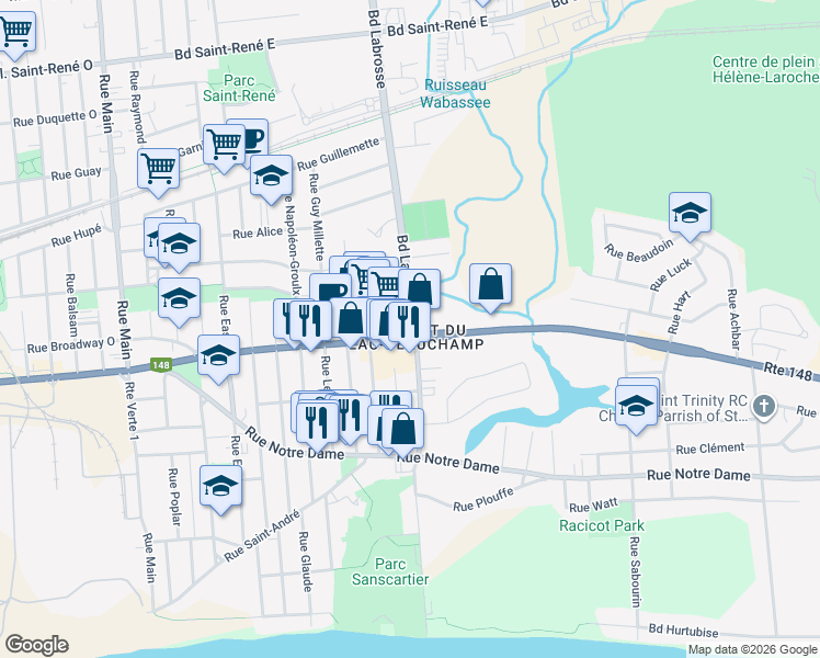 map of restaurants, bars, coffee shops, grocery stores, and more near in Gatineau