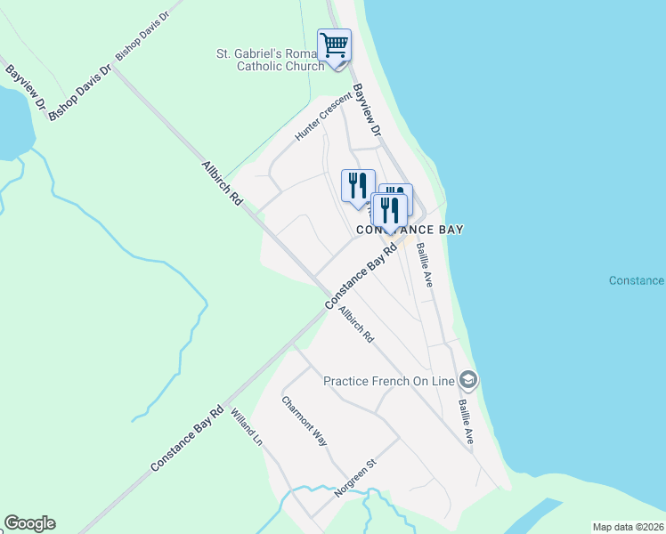map of restaurants, bars, coffee shops, grocery stores, and more near 136 Resthaven Avenue in Ottawa
