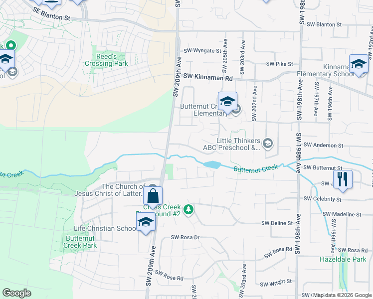 map of restaurants, bars, coffee shops, grocery stores, and more near 4640 Southwest Stoddard Drive in Beaverton