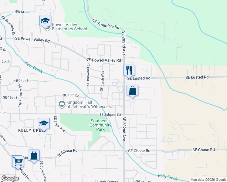 map of restaurants, bars, coffee shops, grocery stores, and more near 5805 Southeast 17th Loop in Gresham