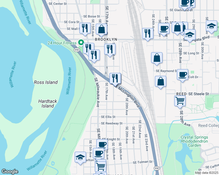 map of restaurants, bars, coffee shops, grocery stores, and more near in 
