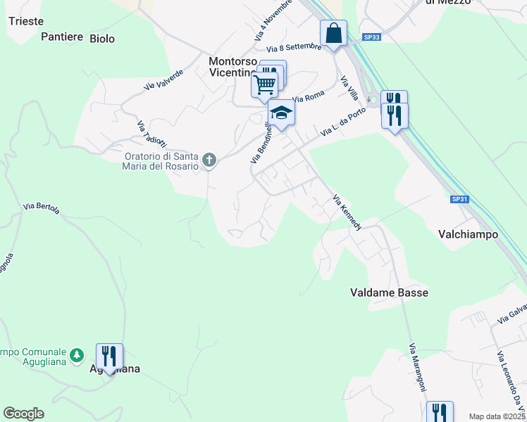 map of restaurants, bars, coffee shops, grocery stores, and more near 6 Via Cà Vaccari in Montorso Vicentino