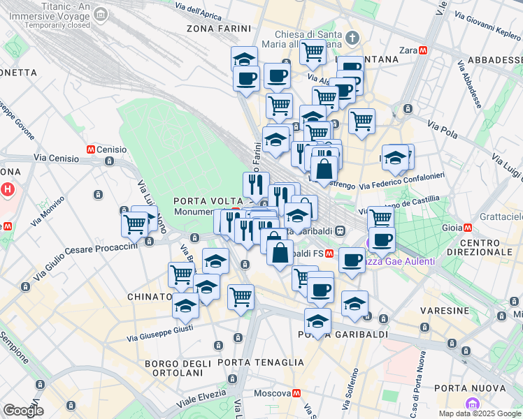map of restaurants, bars, coffee shops, grocery stores, and more near 6 Via Enrico Tazzoli in Milano